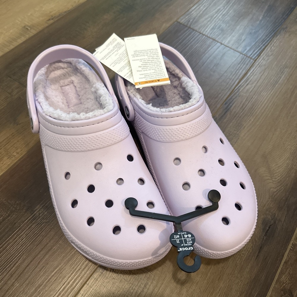 Crocs NWT Classic Lined Clog Men's Size 13 Lavender With Fur Lining 203591-50P‎